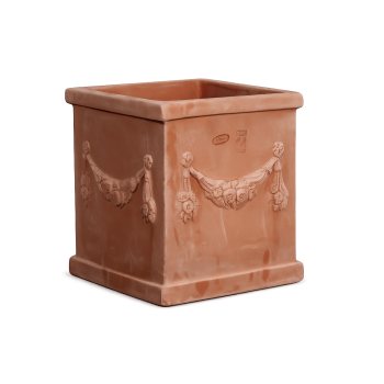 Quadratischer Blumenkasten aus Impruneta-Terracotta - extra hoch